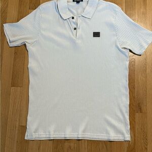 Karl Lagerfeld Paris off white ribbed polo shirt size medium men's classic shirt